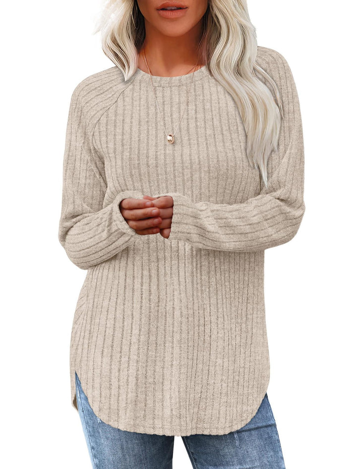 Dame strikpullover med raffineret ribdesign og afslappet snit Stiila