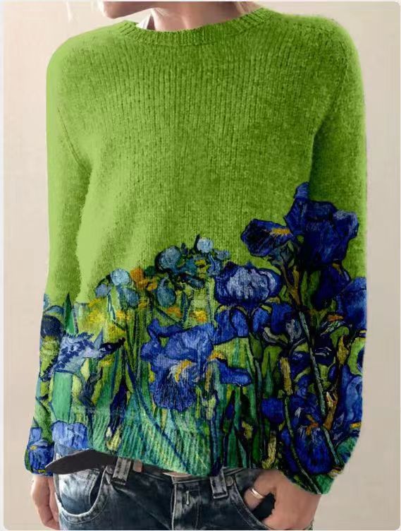 Stilla | Pullover Dame Af Uld Med Floralt Tryk