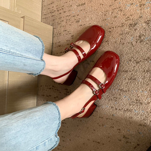 Dame Sleek Slingback Blokhæl Højhælede Sko med dekorative Rem-Detaljer Stilla
