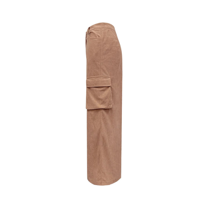Dame cargo midi nederdel med sidelommer og elastisk talje Stilla