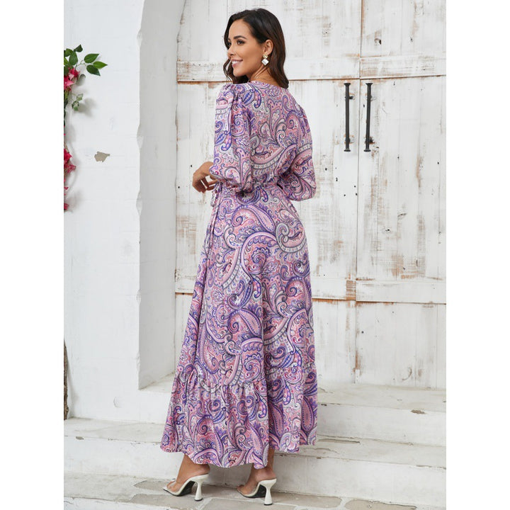 Femme Elegante Wrap-maxikjole med Udgiftede Ærmer Stilla