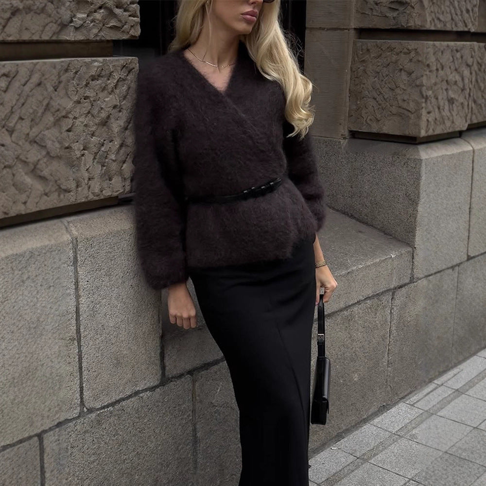 Damer hyggelig pullover med afslappet snit og dyb V-hals Stilla
