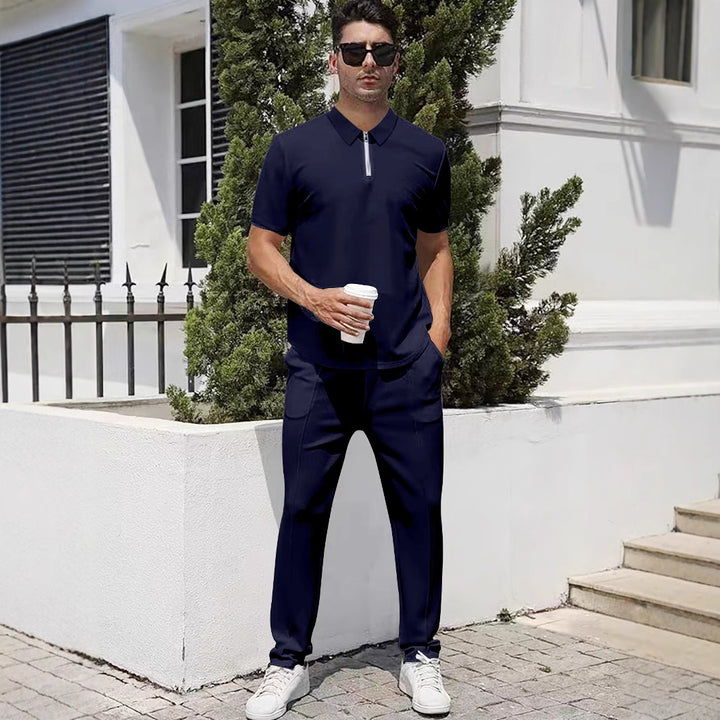 Herrer Sportivt Polo-shirt med funktionel lynlås og elegant snit Stilla