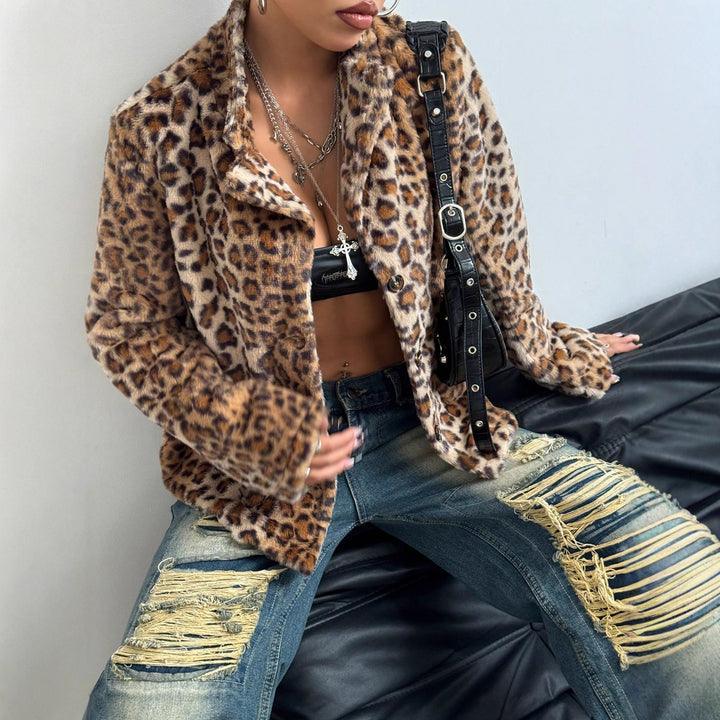 Kvinders elegante leopardprint blazerjakke Stilla