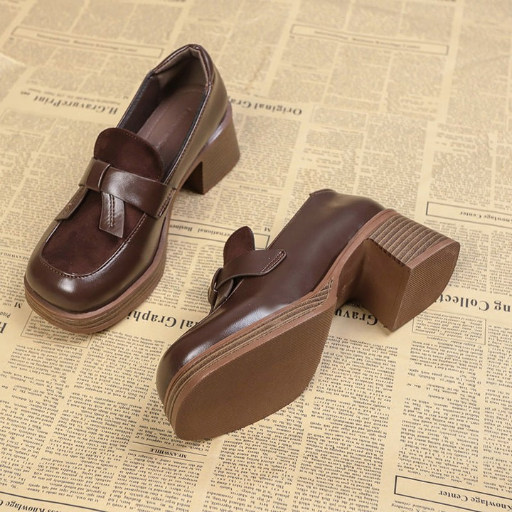 Dame Chunky Heel Mary Jane Mules med Sløjfe-Detail Stilla