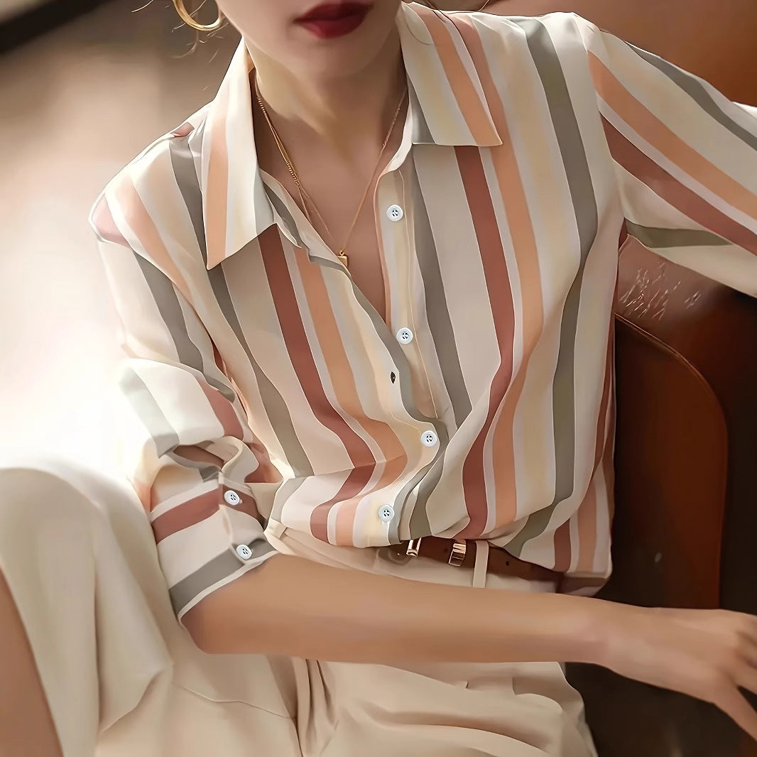 Dame Stribet Bluse med elegant pasform Stilla