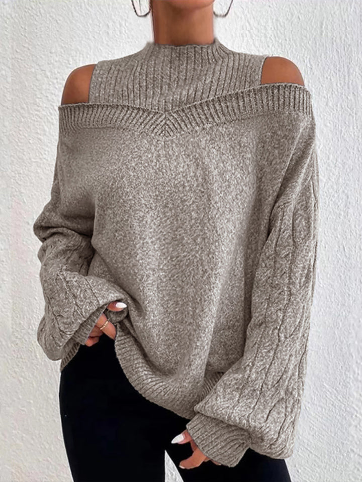 Dame moderigtig sweater med Off-Shoulder design og struktureret strik Stilla