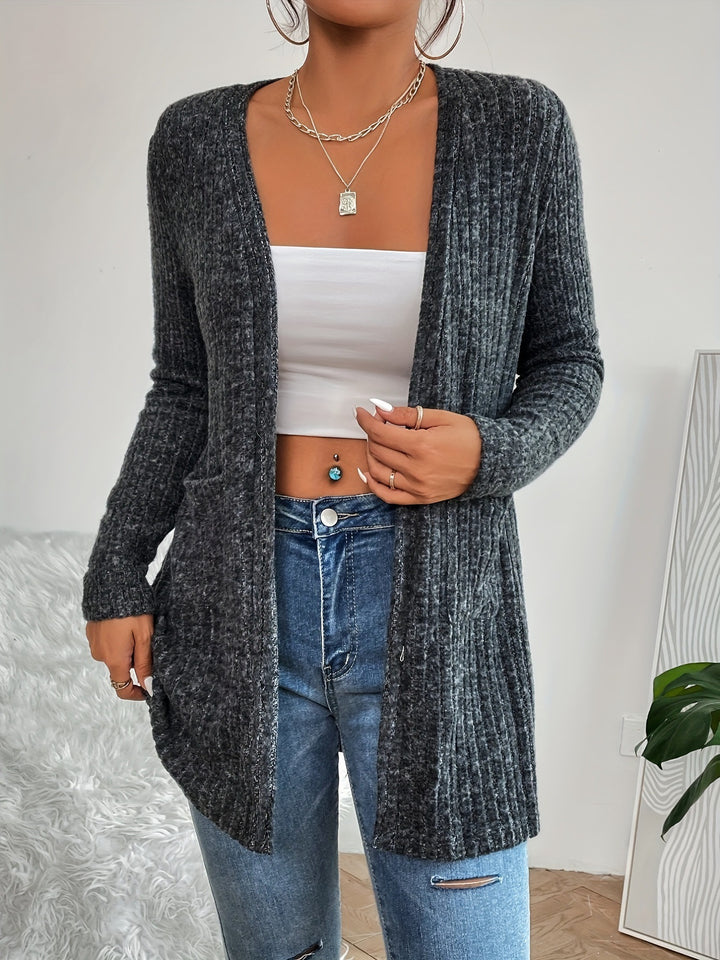 Dame cardigan med struktureret striklook og praktische lommer Stilla