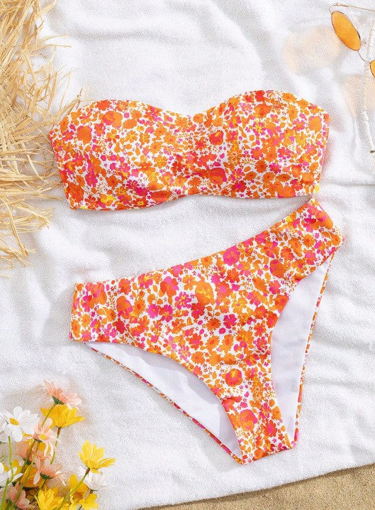 Dame Bandeau-Bikini med elegant mønster Skovae