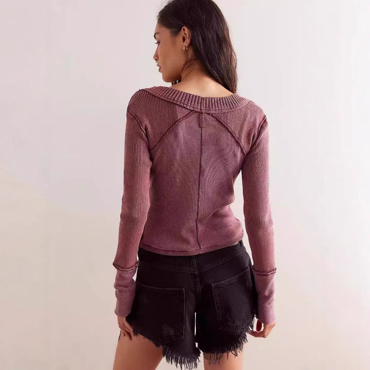 Dame strikcardigan med struktureret mønster og elegante knapper Stilla