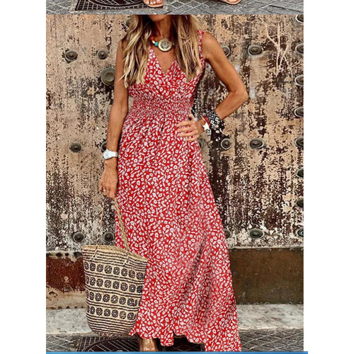 Dame Bohemian Blomsterprint Maxi Kjole Stilla