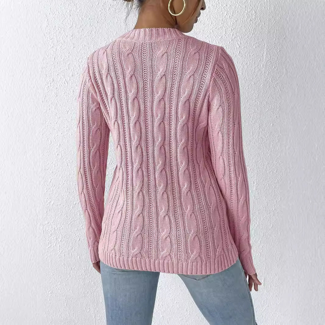 Damer Stor strikpullover med dekorative blomsterapplikationer Stilla