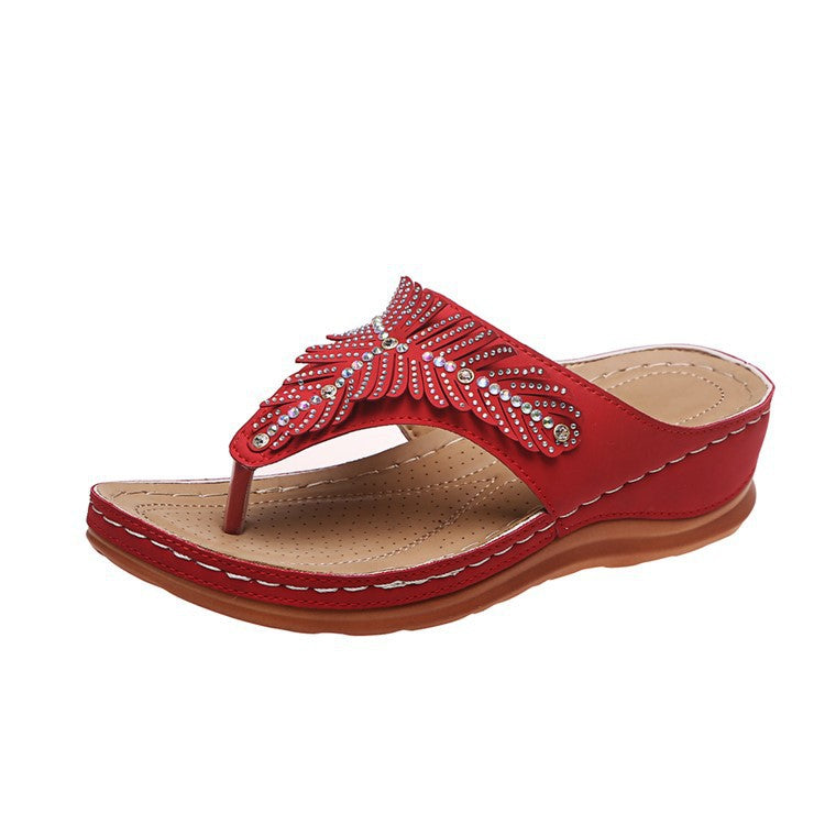 Dame Elegante Pyntede Flip-Flop Sandaler Stilla