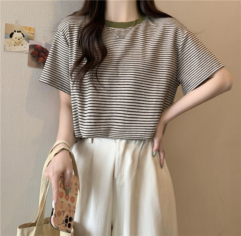 Kvinde Stribet Casual T-Shirt Stilla