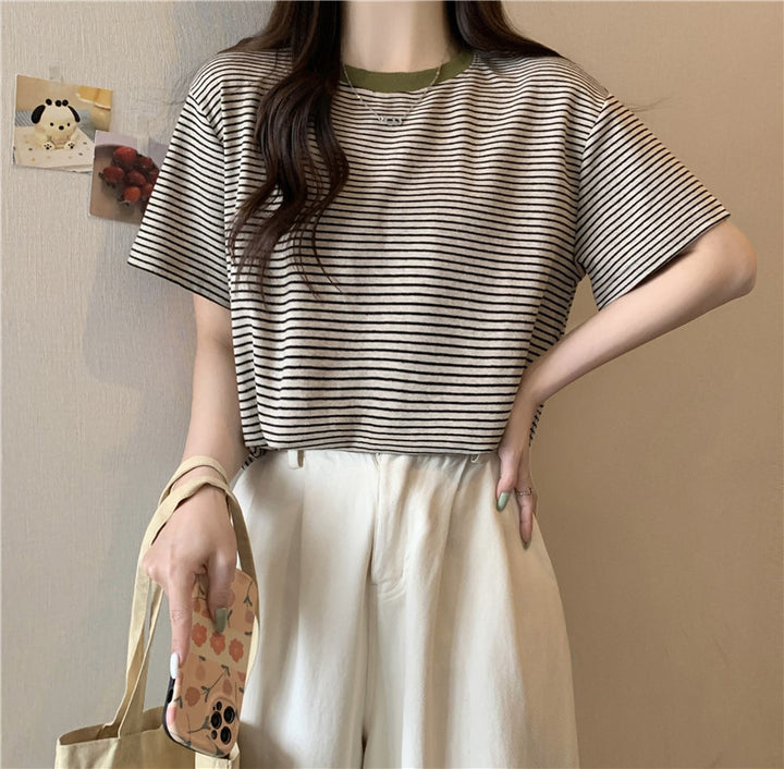 Kvinde Stribet Casual T-Shirt Stilla