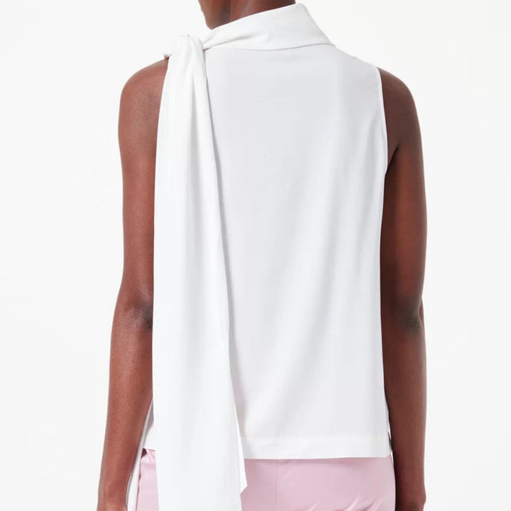 Dame Elegant skåret Top med asymmetrisk sløjfedetalje Stilla
