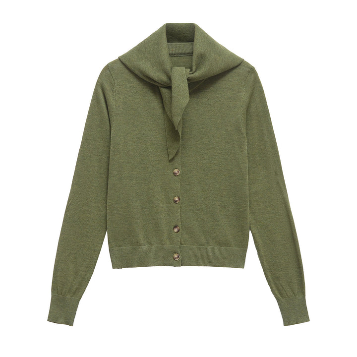 Femme Elegant strik cardigan med bundet udskæring Stilla