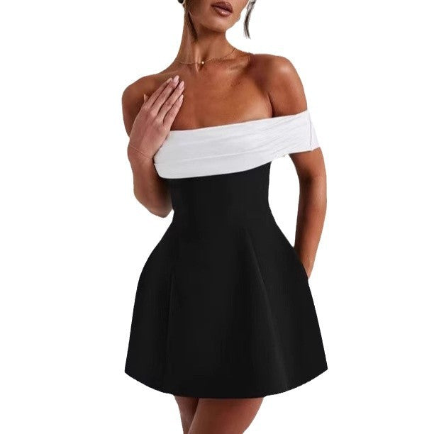 Dame Off-Shoulder Cocktailkjole med udvidet Skørt Stilla
