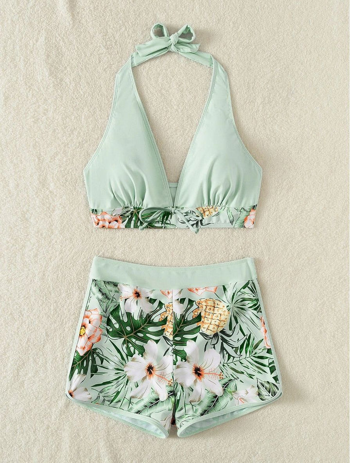 Dame bikini sæt med floralt design og justerbar top Stilla