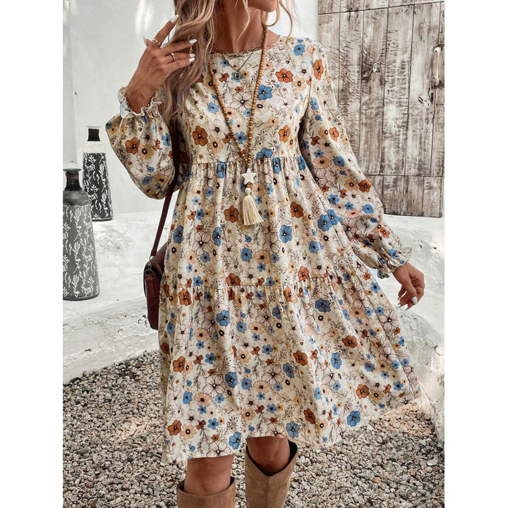 Dame Floral Lagdelt Mini Kjole Stilla