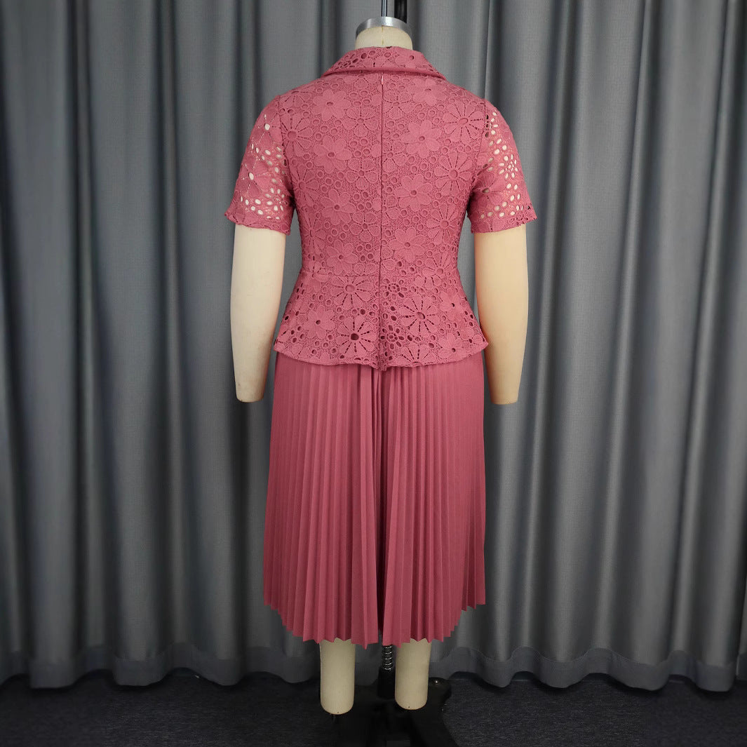 Dame elegant spidskjole med plisseret nederdel Skovae