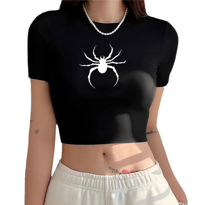 Damer Crop T-Shirt med moderne grafiktryk Skovae