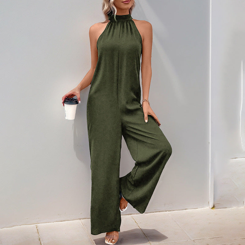 Dame Elegant Højkrave-Overall med bred ben Design Stilla