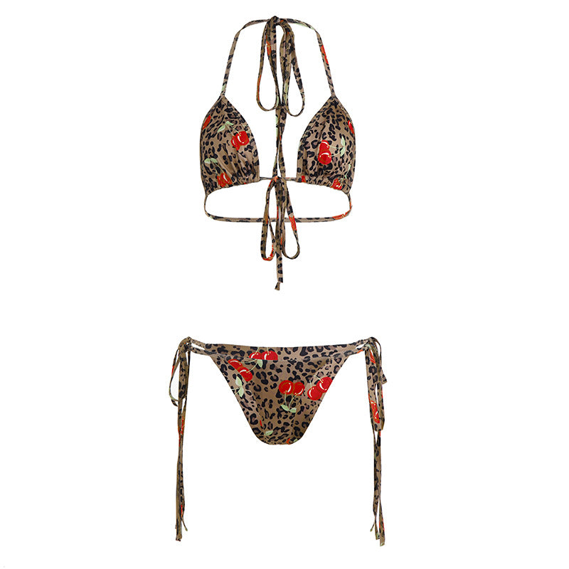 Dame Bikini-sæt med legende blomsterprint og justerbare stropper Skovae