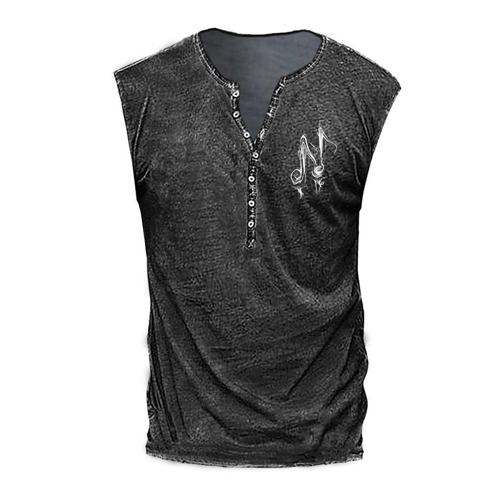Herrer ærmeløs skjorte med knaplukning og musik inspiration Stilla