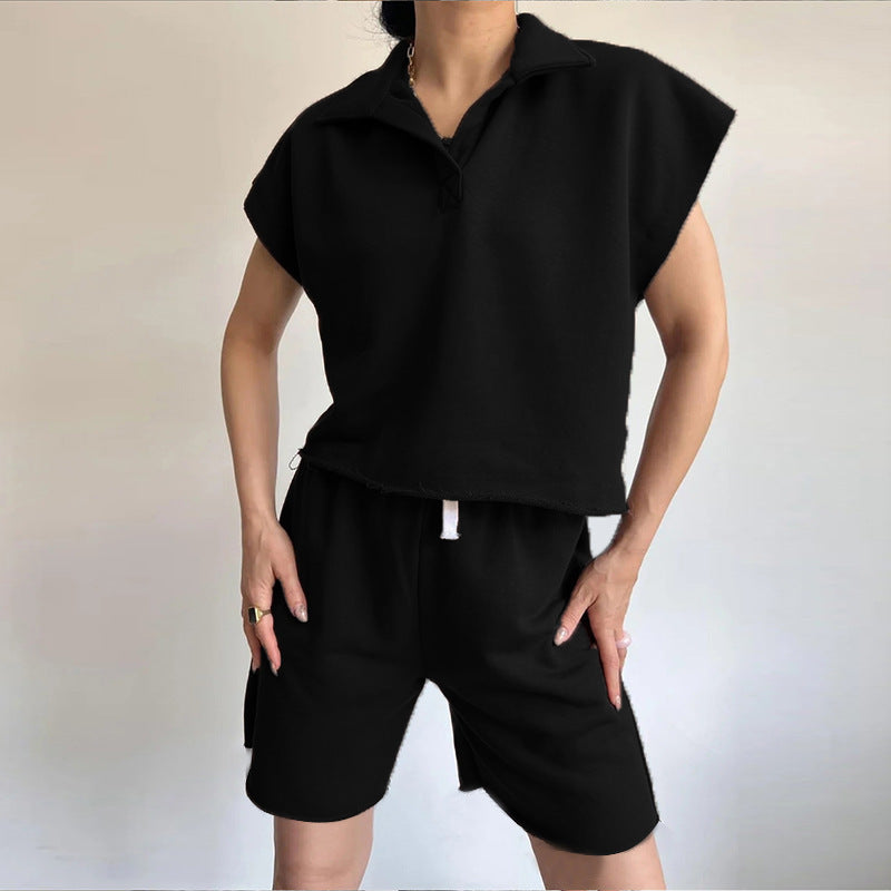 Kvinders afslappede polo shirt og shorts sæt Skovae