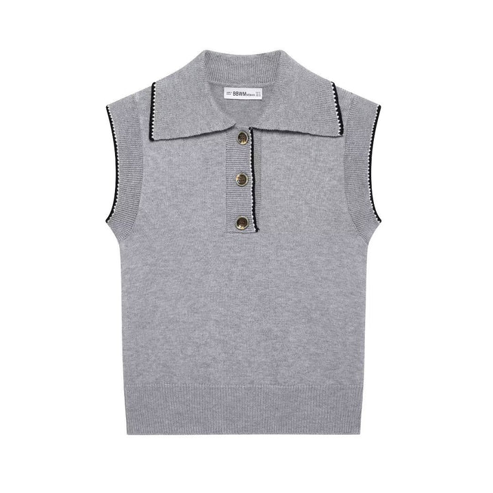 Femme Sleek ærmeløst strik-polo-sweater Stilla
