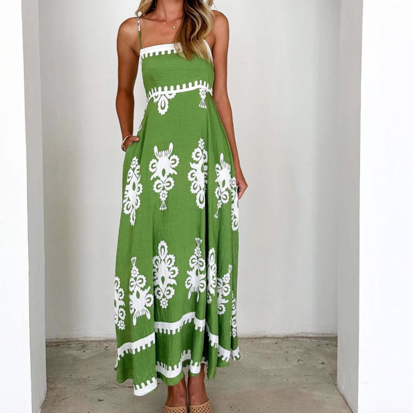 Dame Maxikjole med elegant Boho-mønster og filigran underdel Stilla
