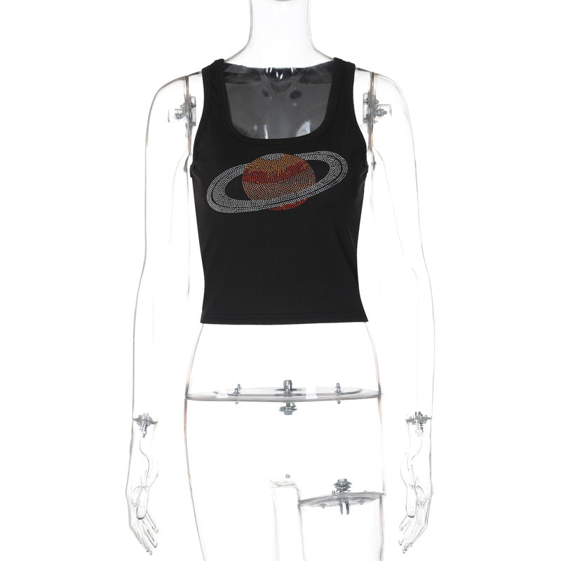 Dame Crop-Top med glitrende vinge-motiv og figurformende snit Stilla