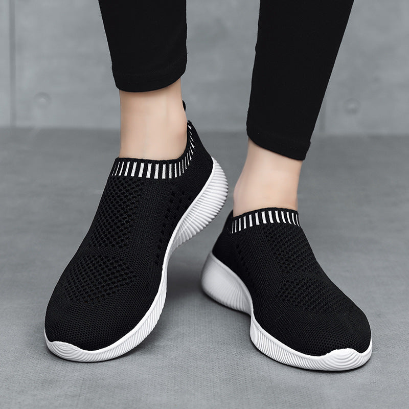 Dame Slip-On Sport Sneakers med åndbart strikovermateriale Stilla