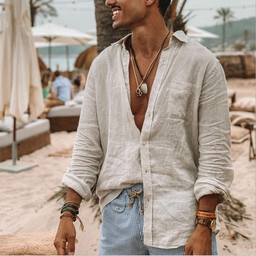 Herre Let Linned Bluse Stilla