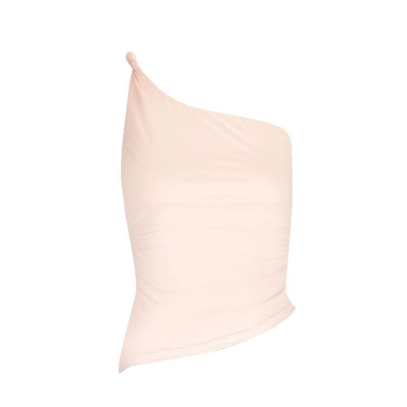 Dame asymmetrisk top med elegant en-skulder-snit og kropsformende design Skovae
