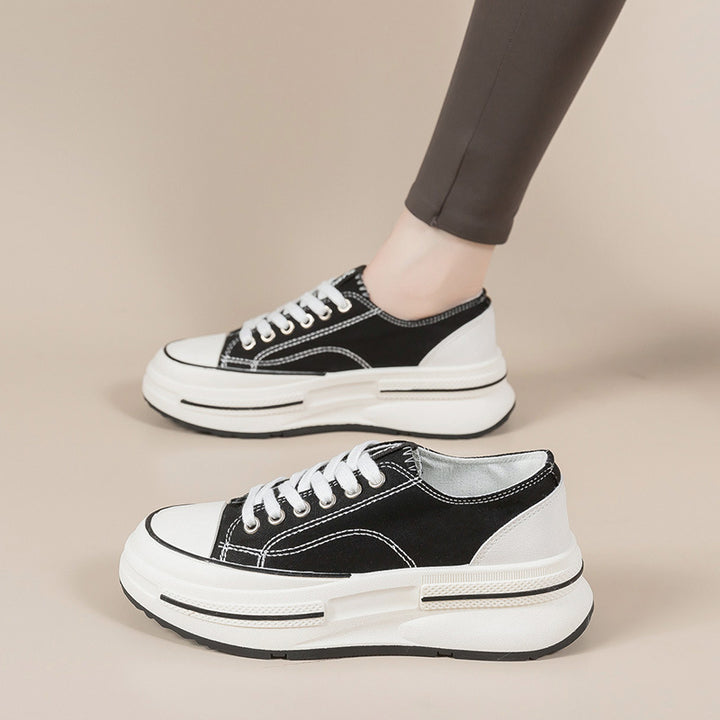 Dame sneakers med høj plateau og åndbart canvas Stilla