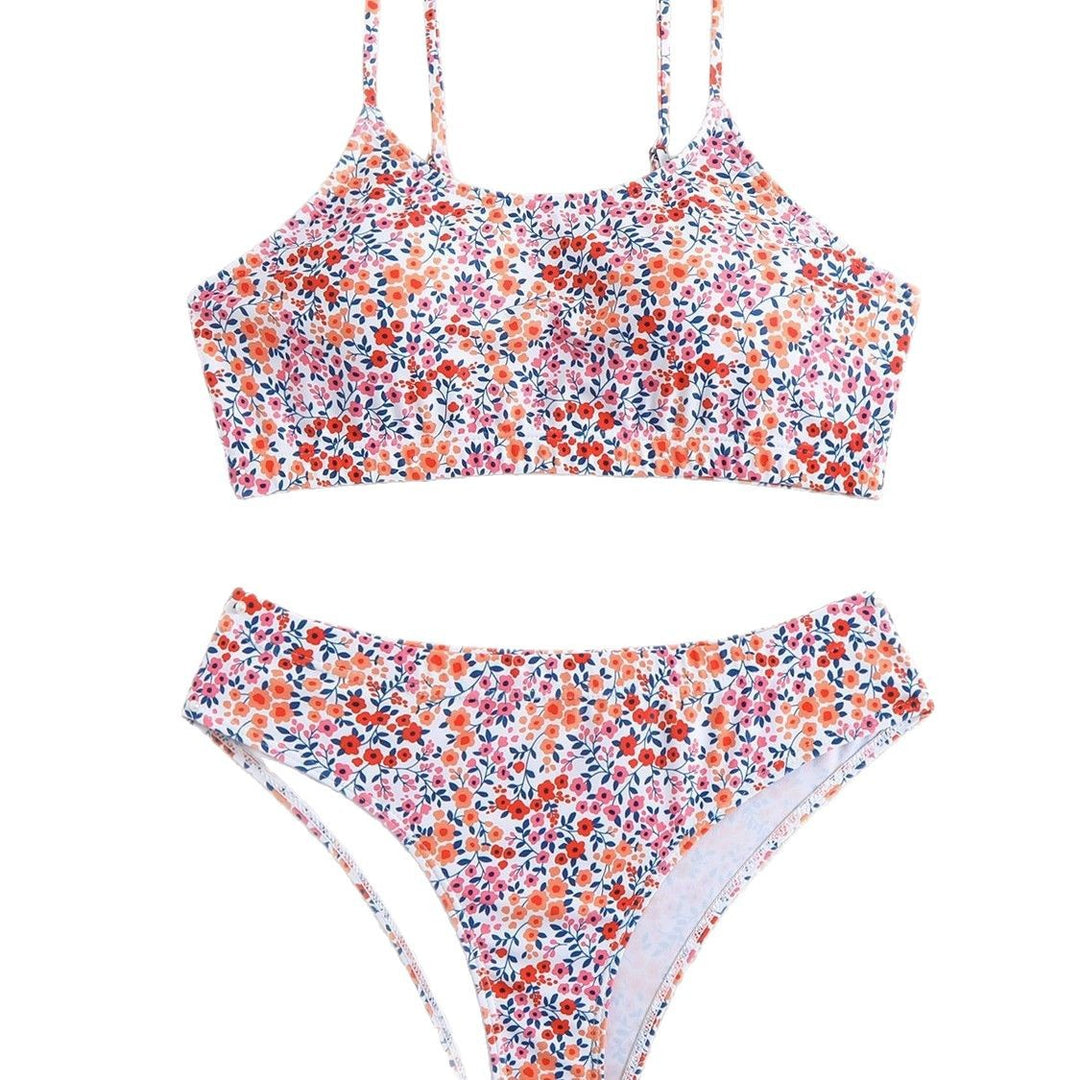 Dame komfortabel bikini sæt med blomstermønster og justerbare stropper Stilla