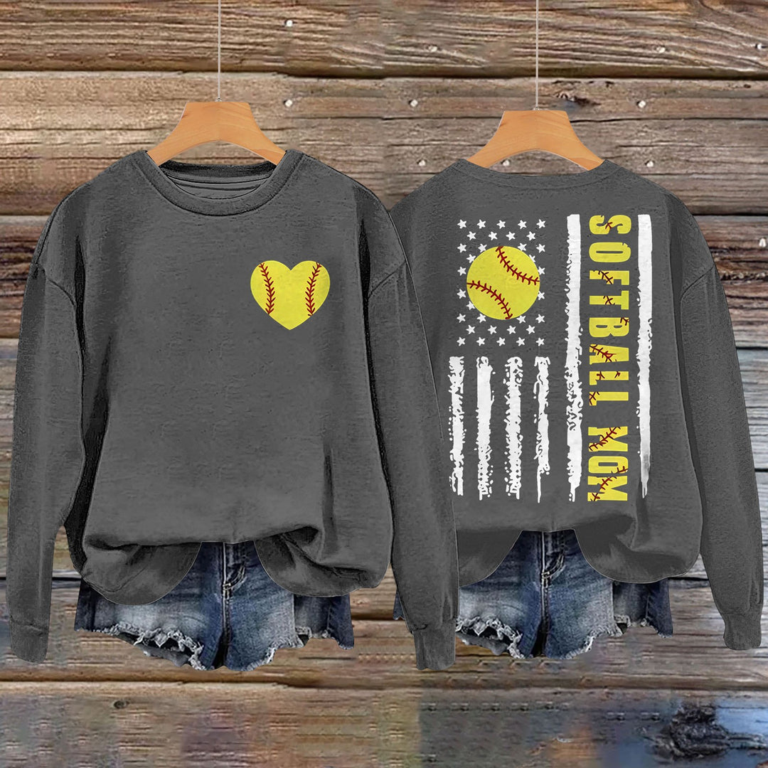 Kvinders sweatshirt med kreativ softball design Stilla