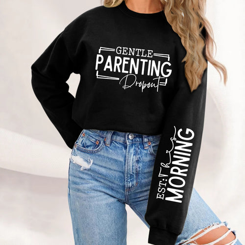 Kvinders sweatshirt med unikt trykt forældremotiv og afslappet pasform Stilla