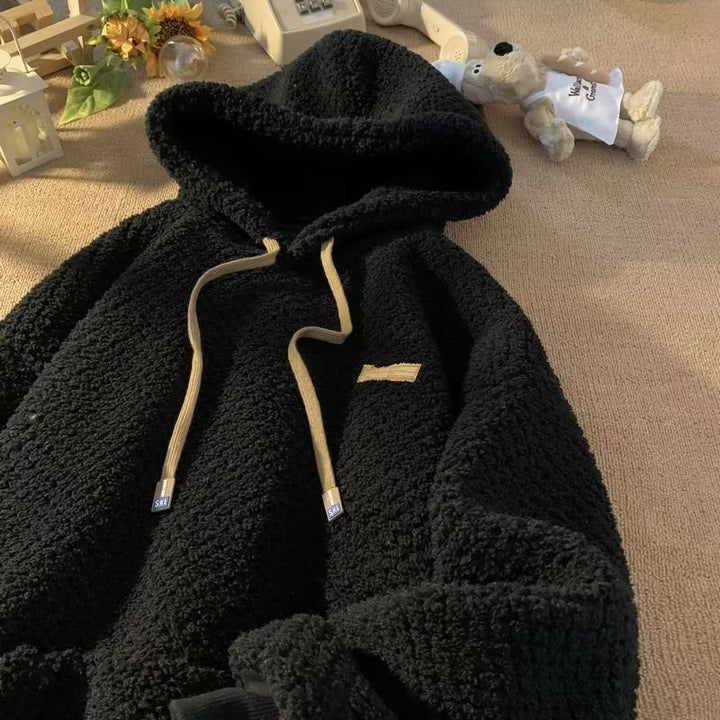 Dame blød hættetrøje i teddy-look Stilla