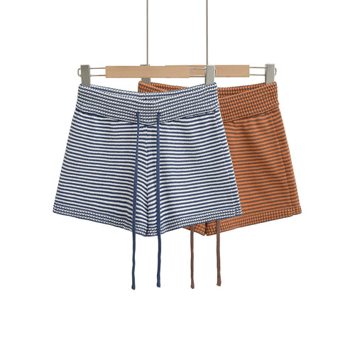 Dame stribede sportshorts med elastisk talje og snor Stilla