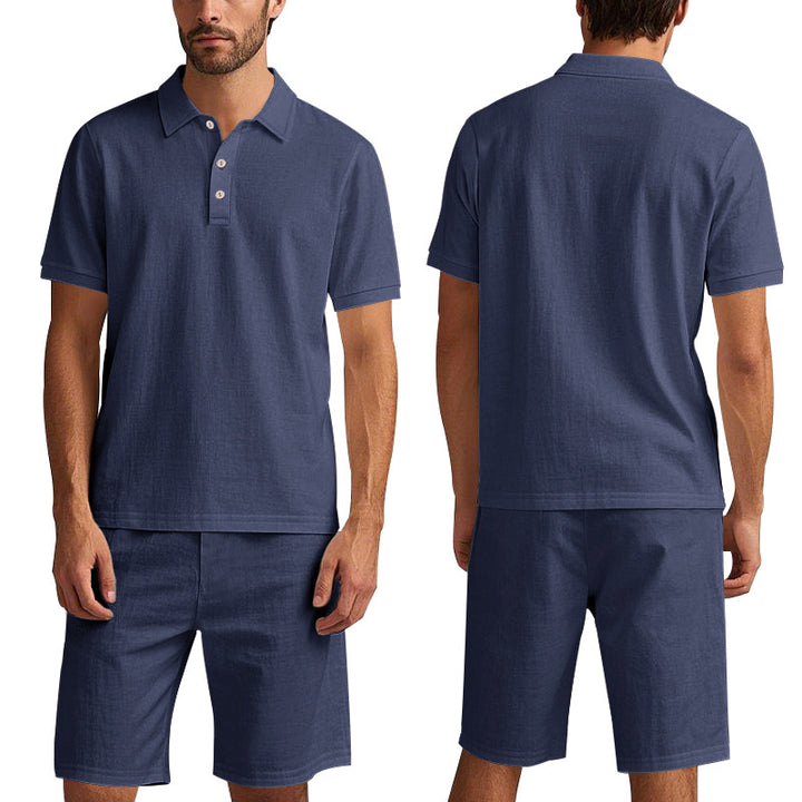 Herre polo skjorte og shorts sæt lavet af åndbart bomuldsblanding med moderne pasform Stilla