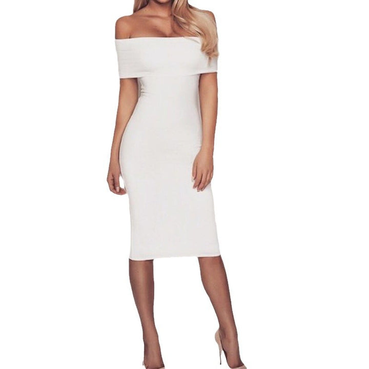 Dame figurtilpasset Off-Shoulder kjole med elegant Midi-snit Stilla