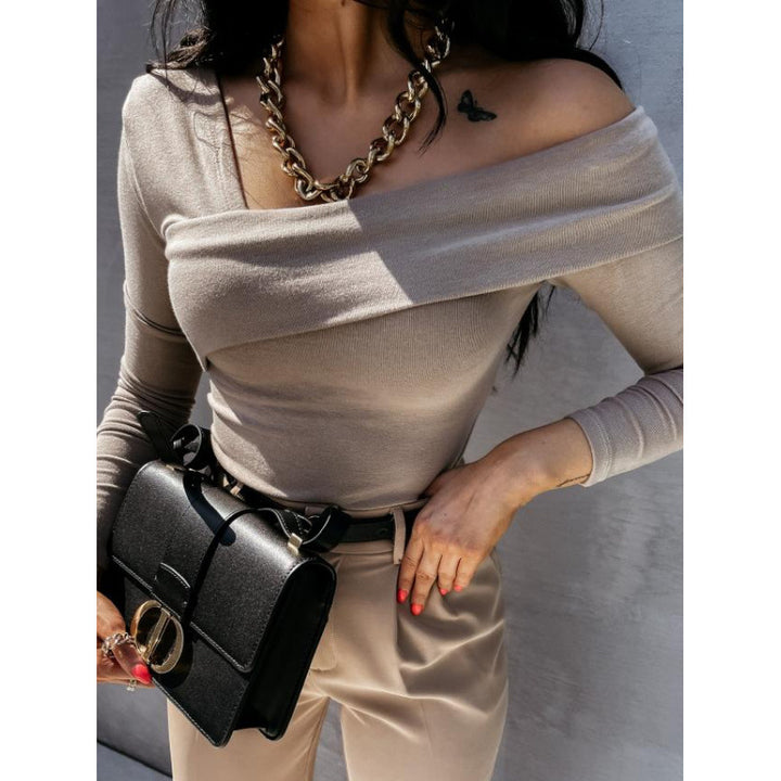 Femme asymmetrisk Off-Shoulder Langærmet top Stilla