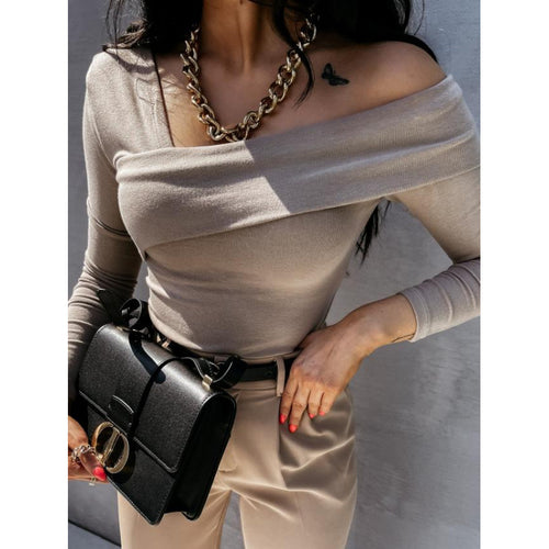 Femme asymmetrisk Off-Shoulder Langærmet top Stilla