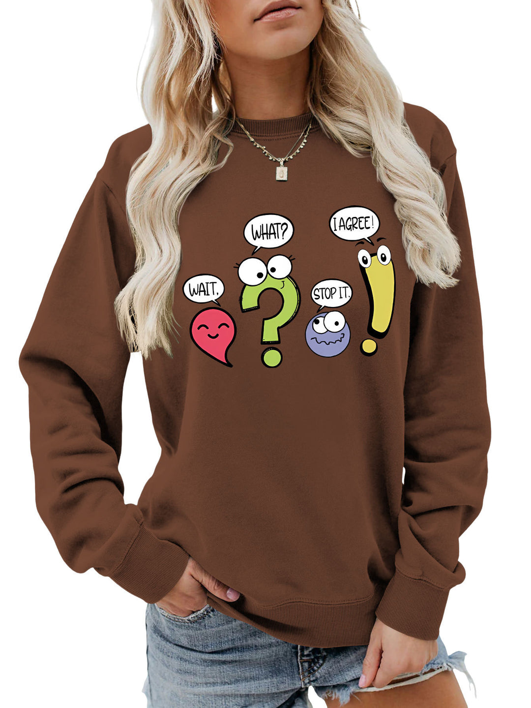 Kvinders afslappede sweater med humoristisk print Stilla