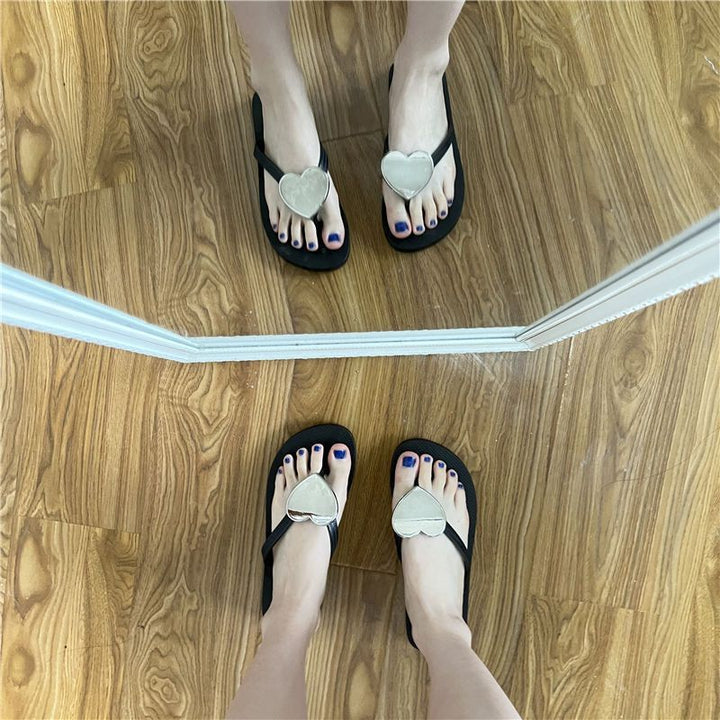 Dame Elegante og komfortable Flip-Flops med hjerteapplikation Stilla