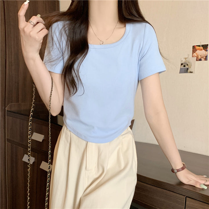 Femme Ribbede Korte T-Shirt Stilla