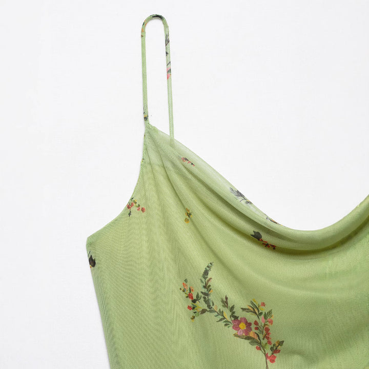 Dame Asymmetrisk Blomsterkjole Maxi med justerbare stropper Stilla